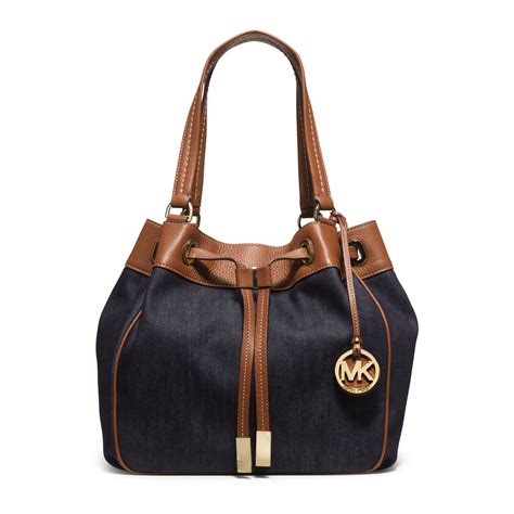 michael kors marina drawstring|Marina Large Denim Drawstring Tote Bag .